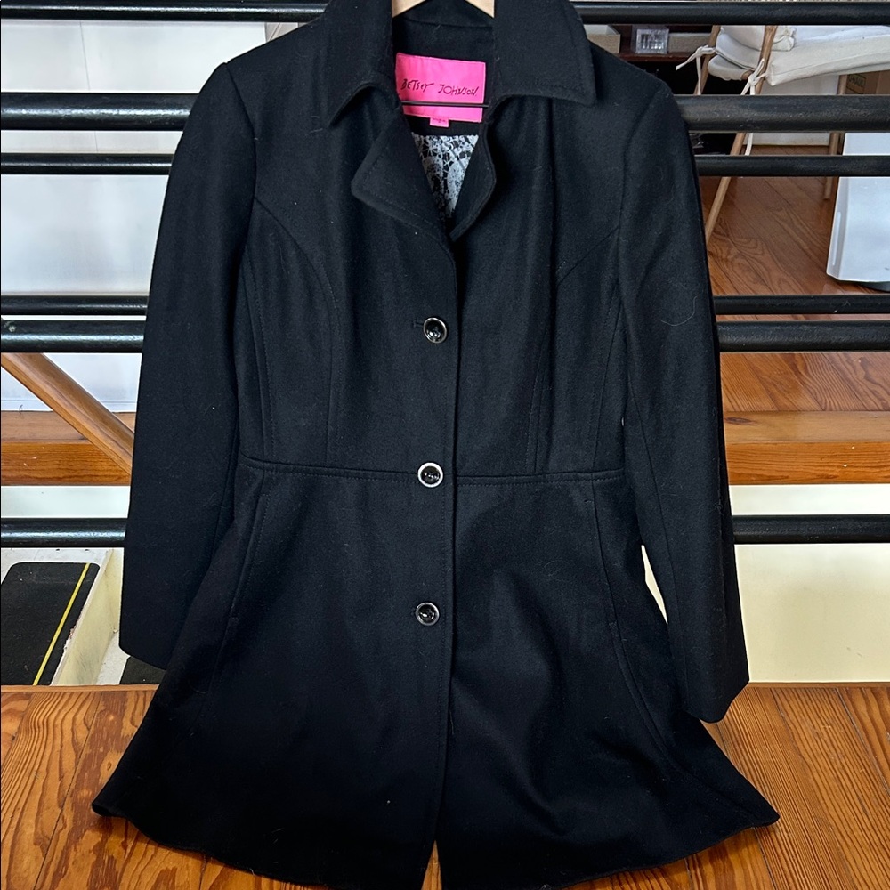 Betsey Johnson Black Trench Coat